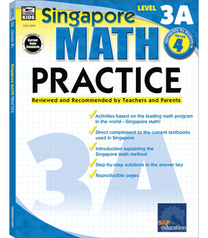 Singapore Math  Level 3A Math Practice Workbook For 4Th Grade, Paperback, Ages 910 With Answer Key,New