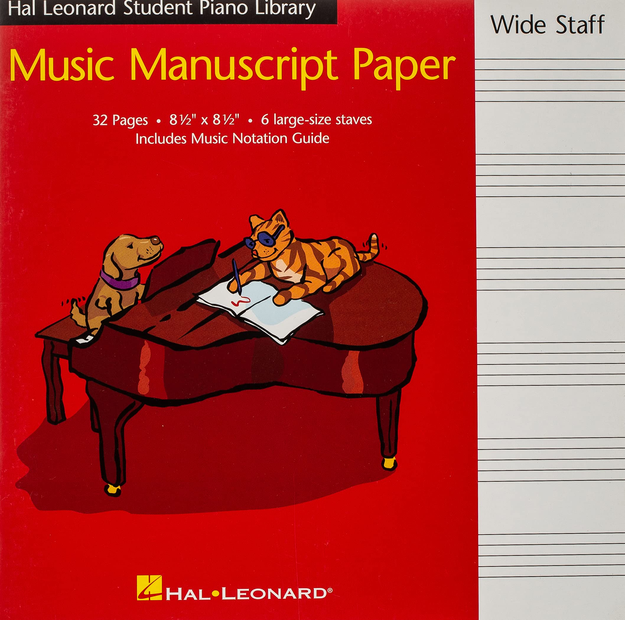 Hal Leonard student piano library music manuscript paper. Wide staff,Used