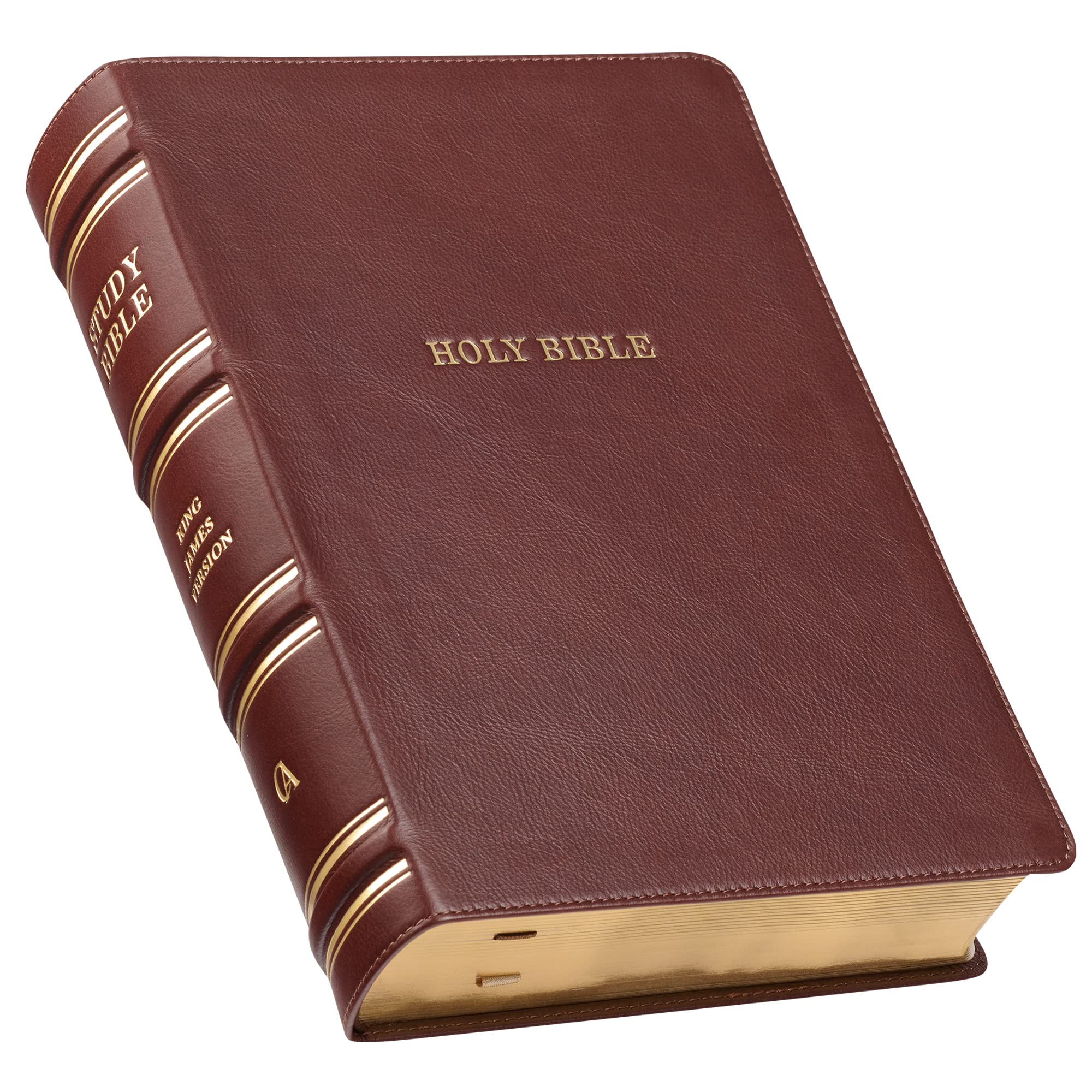 Kjv Study Bible, Standard Print Premium Full Grain Leather  Thumb Index, King James Version Holy Bible, Saddle Tan