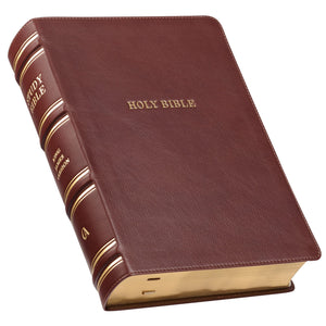 Kjv Study Bible, Standard Print Premium Full Grain Leather  Thumb Index, King James Version Holy Bible, Saddle Tan