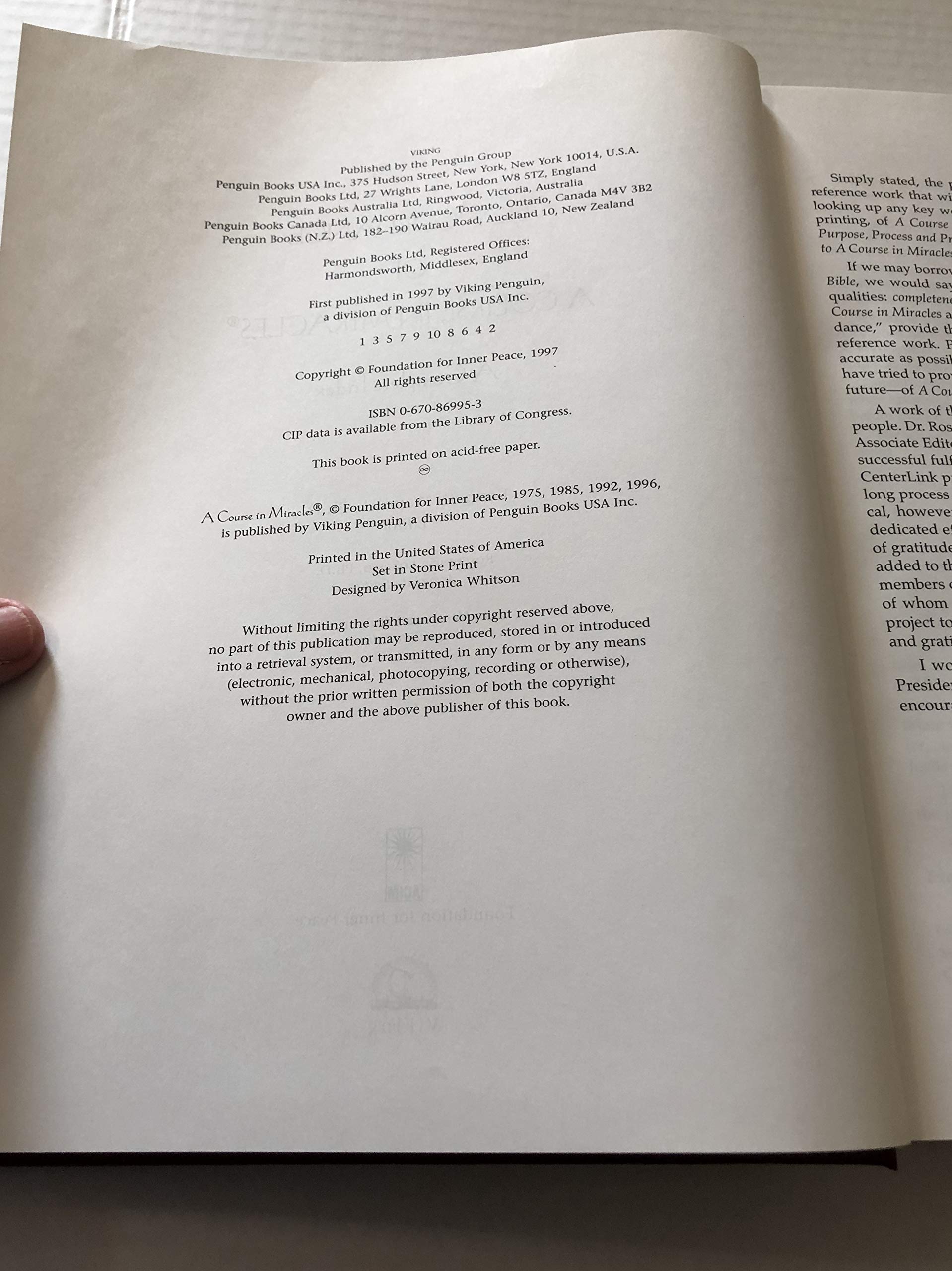 Concordance of 'A Course in Miracles': A Complete Index,New