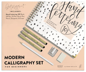Modern Calligraphy Set for Beginners: A Creative Craft Kit for Adults featuring Hand Lettering 101 Book, Brush Pens, Calligraphy,Used
