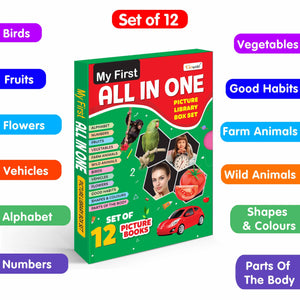 My First All In One Picture Library Box (Green Edition) : Learning Book For Kids, Educational Picture Books For Toddlers, Collection Of 12 Books