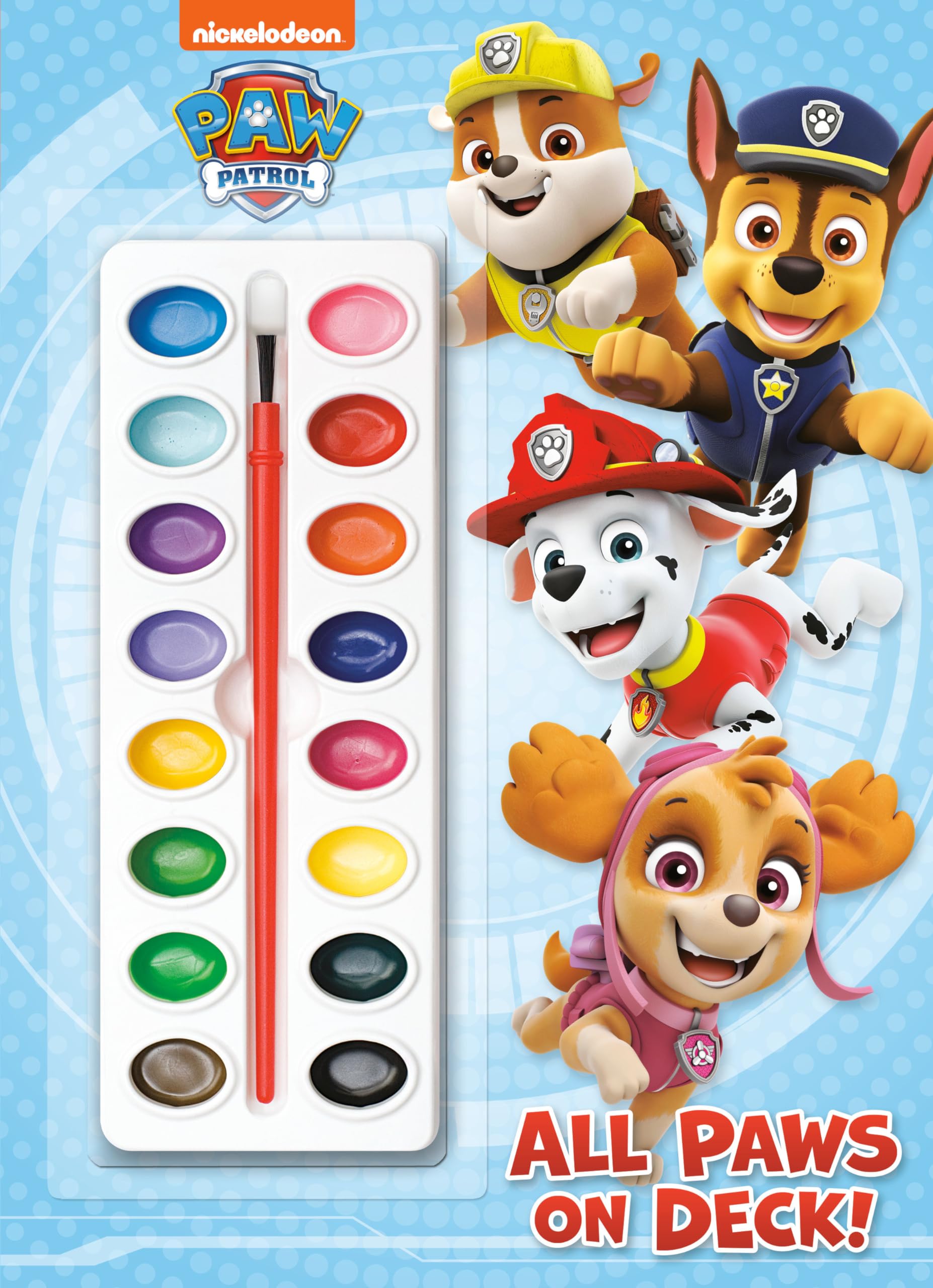 All Paws On Deck! (Paw Patrol): Activity Book With Paintbrush And 16 Watercolors-used