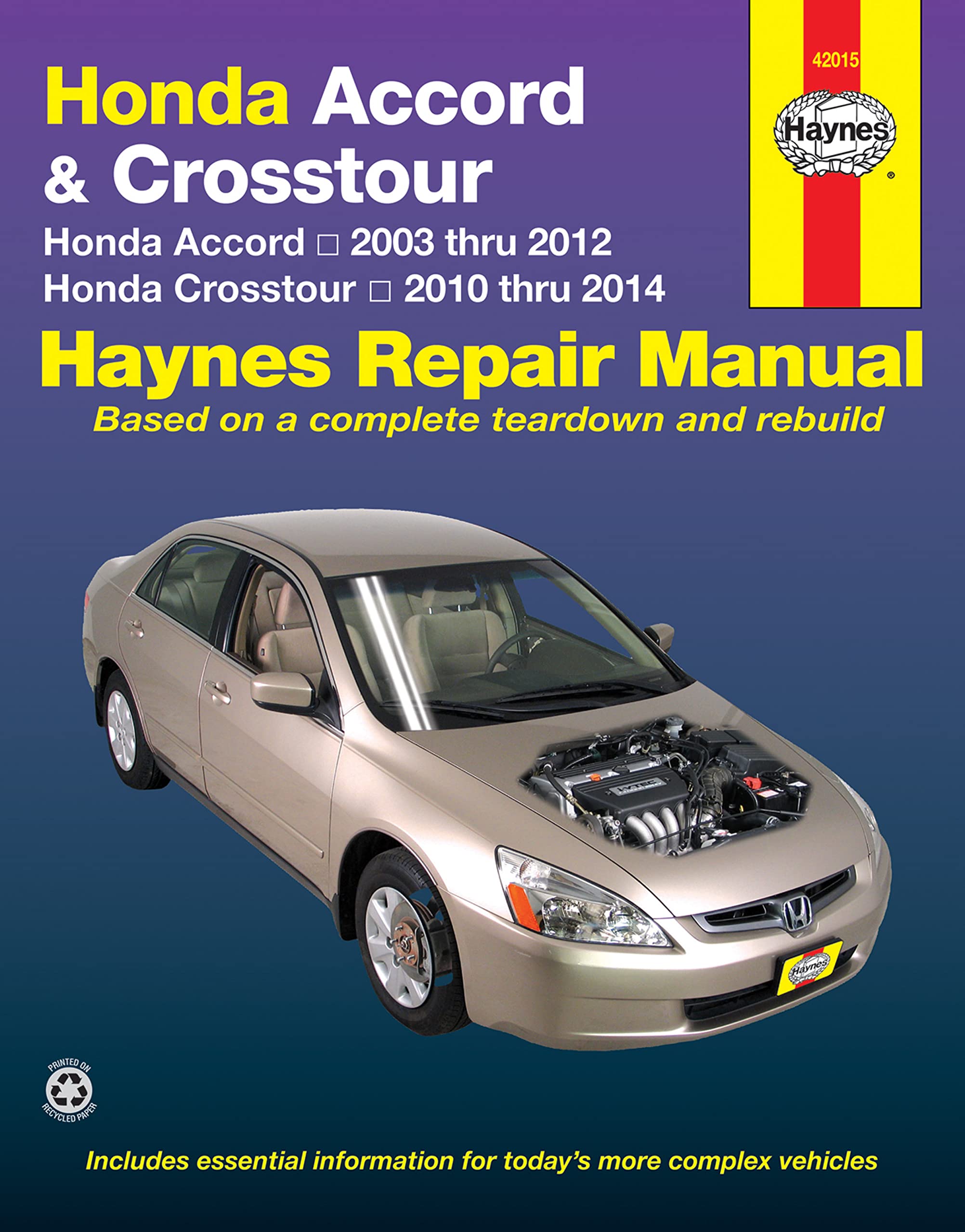 Honda Accord (0312) & Crosstour (1014) Haynes Repair Manual (USA) (Paperback),Used
