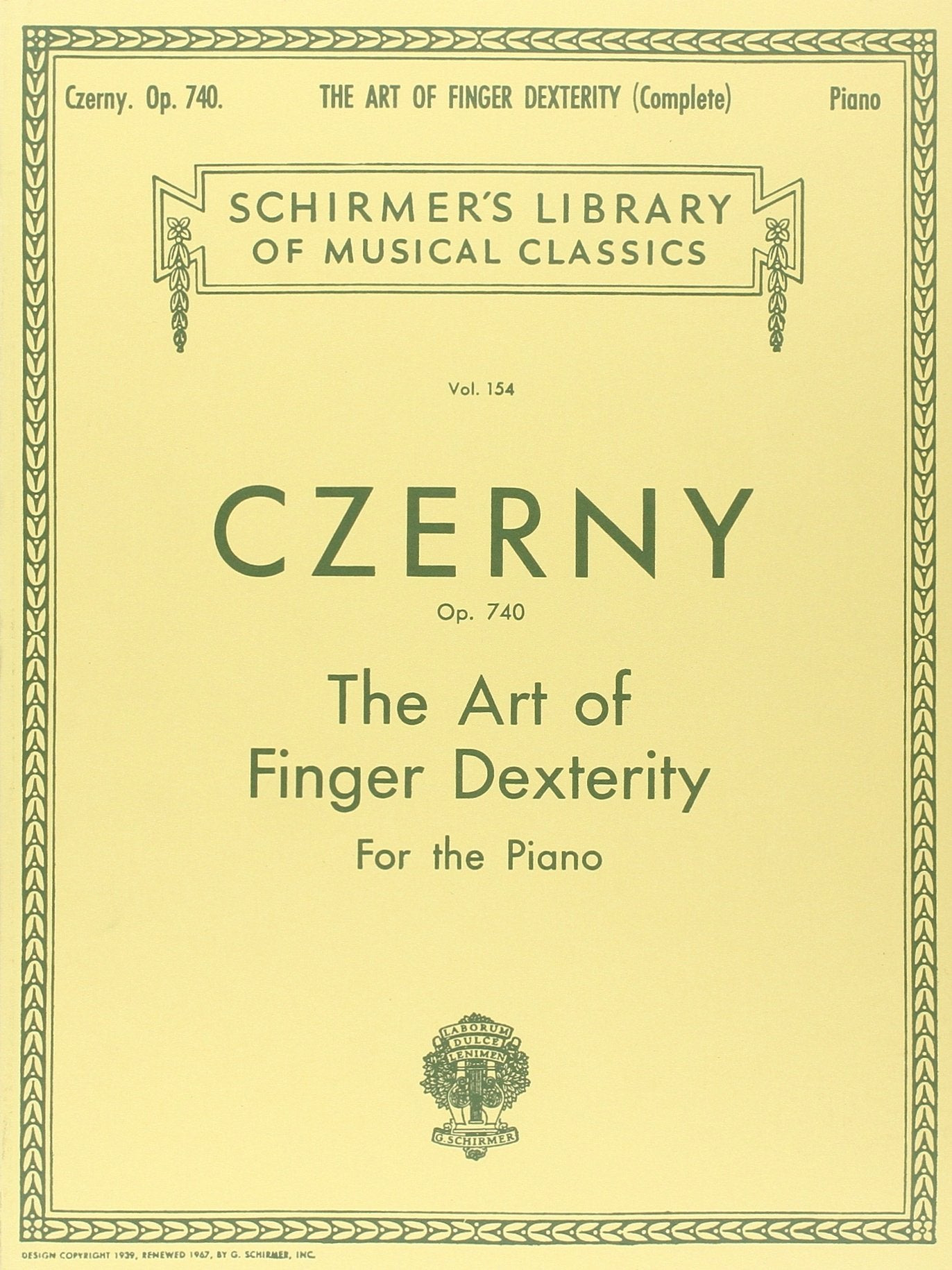 Czerny: Art of Finger Dexterity for the Piano, Op. 740 (Complete) (Schirmer's Library Of Musical Classics, Vol. 154),New