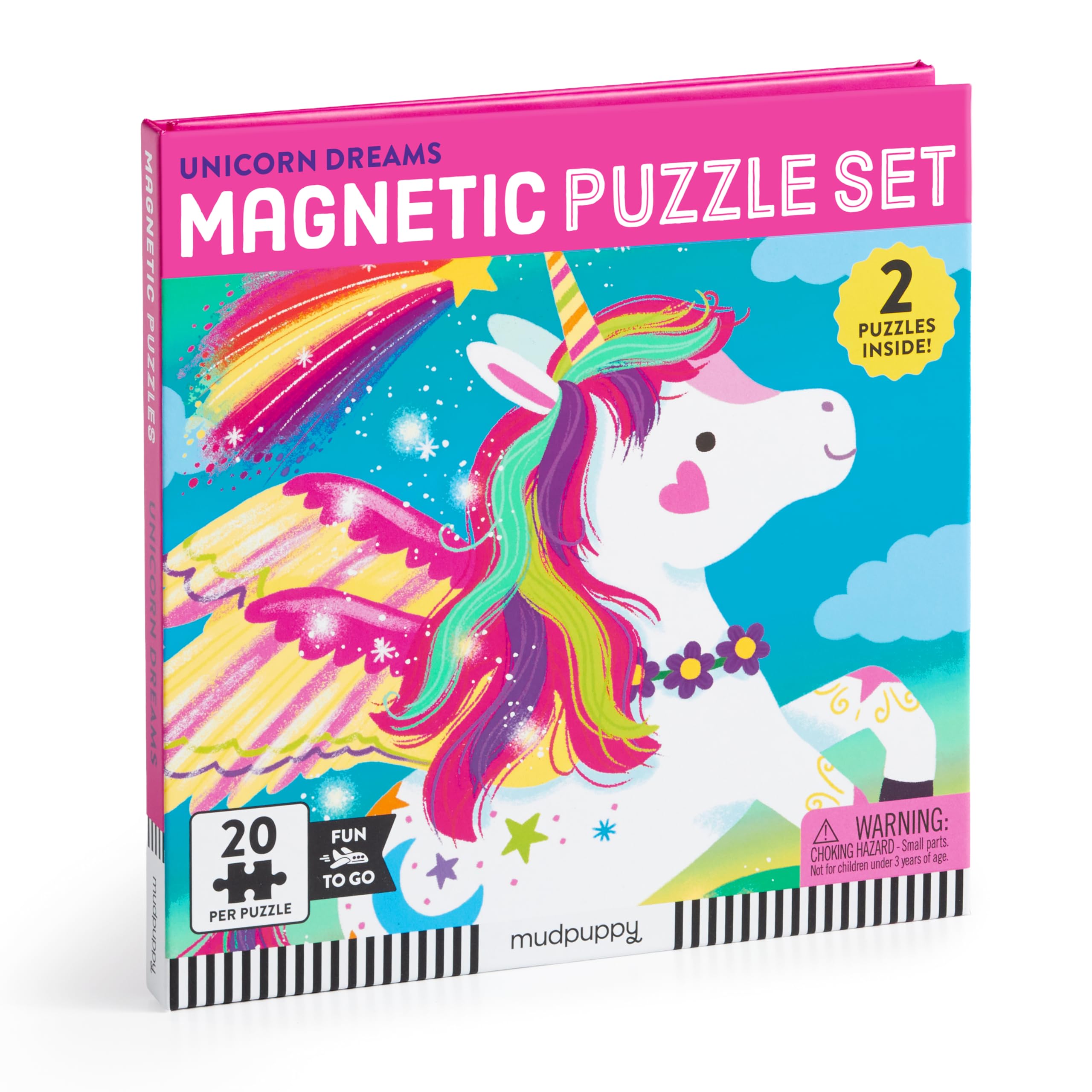 Mudpuppy Unicorn Dreams  Tri Fold Magnetic Puzzles Featuring Two 20 Piece Unicorn Magic Themed Artwork