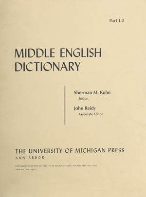 Middle English Dictionary (Volume I.2)