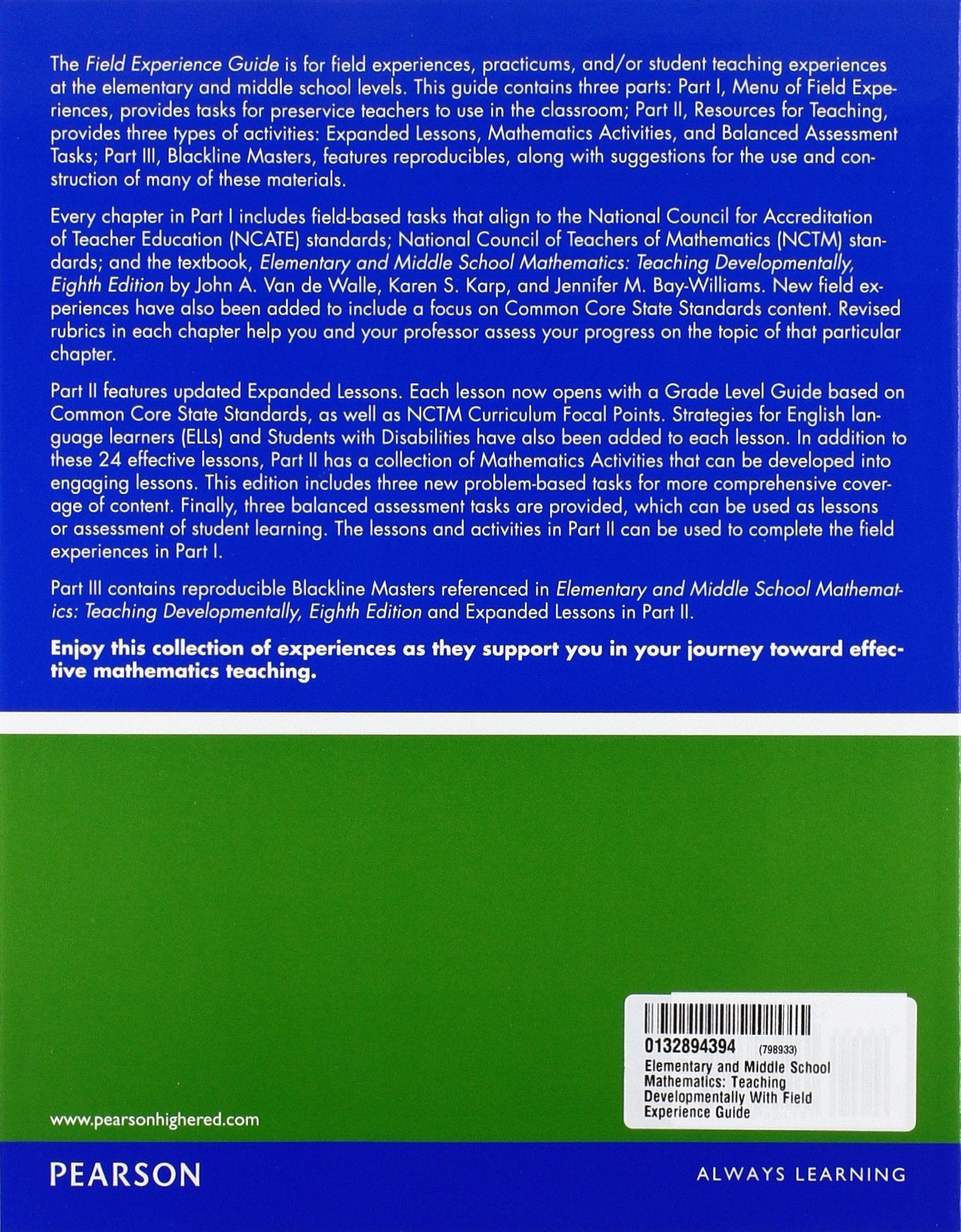 Elementary and Middle School Mathematics: Teaching Developmentally with Field Experience Guide (8th Edition),New