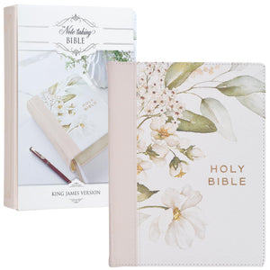 KJV Holy Bible, Notetaking Bible, Faux Leather Hardcover  King James Version, Feather Gray Floral Printed (KJV Notetaking Edi