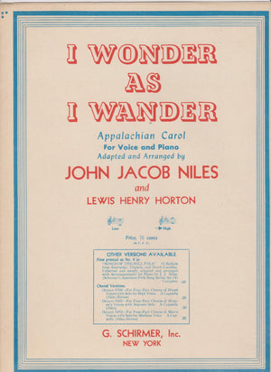 I Wonder as I Wander (Schirmer's American FolkSongs),Used
