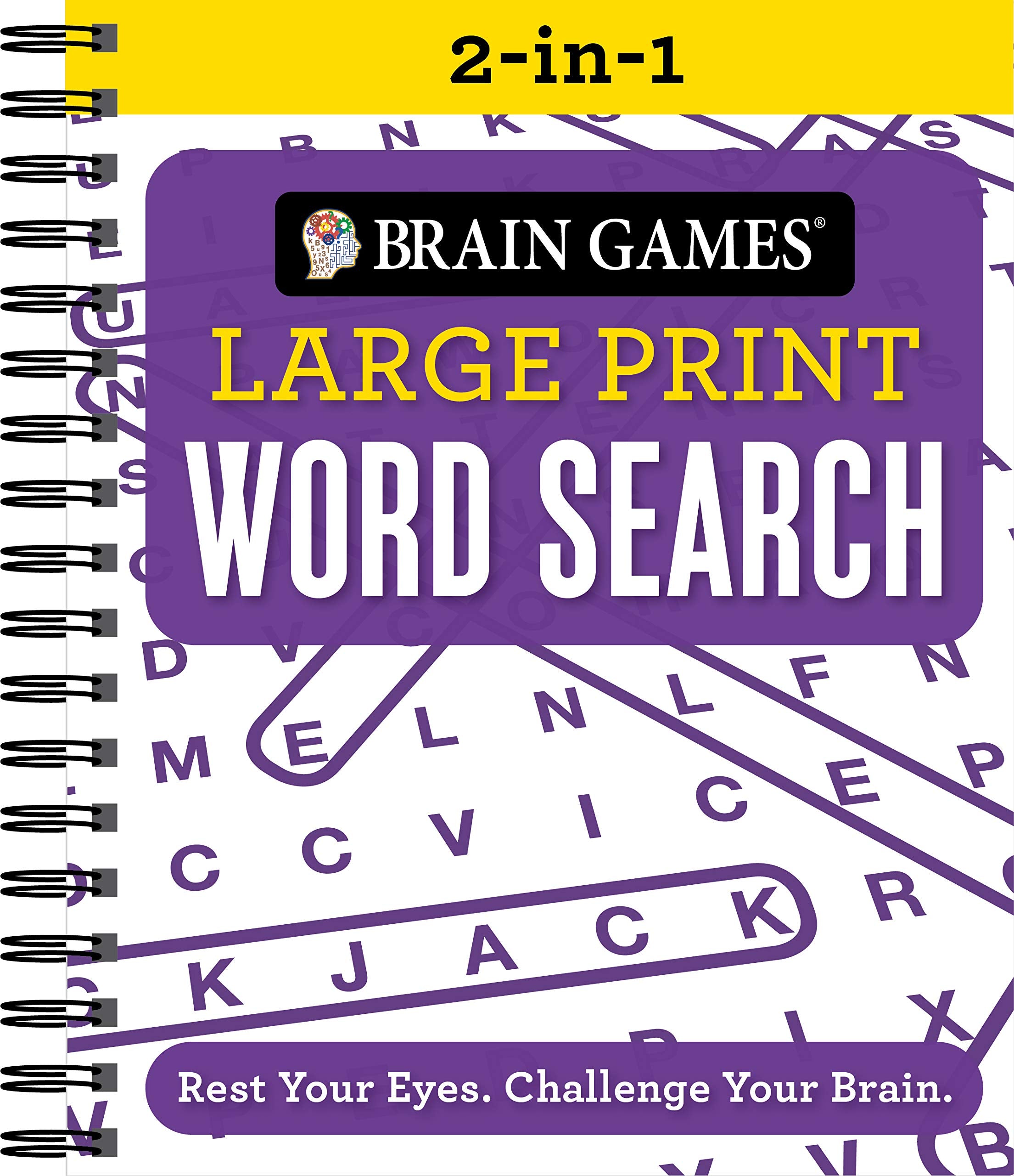 Brain Games 2in1  Large Print Word Search: Rest Your Eyes. Challenge Your Brain.,Used