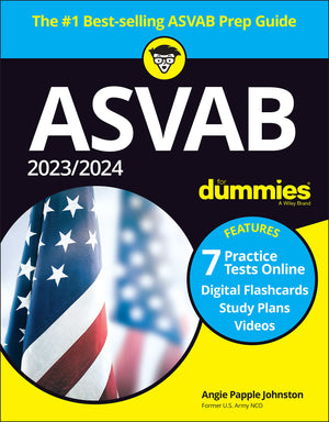 Asvab for Dummies 2023/2024: 7 Practice Tests Online, Digital Flashcards, Study Plan Videos,Used
