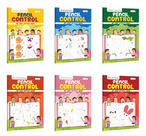 My First Activity Book Pencil Control  Yellow, Green, Blue, Pink, Orange And Red Edition :- Learning Book For Nursery Kids, Writing Practice Book For Children | Pack Of 6 Activity Books For Kids