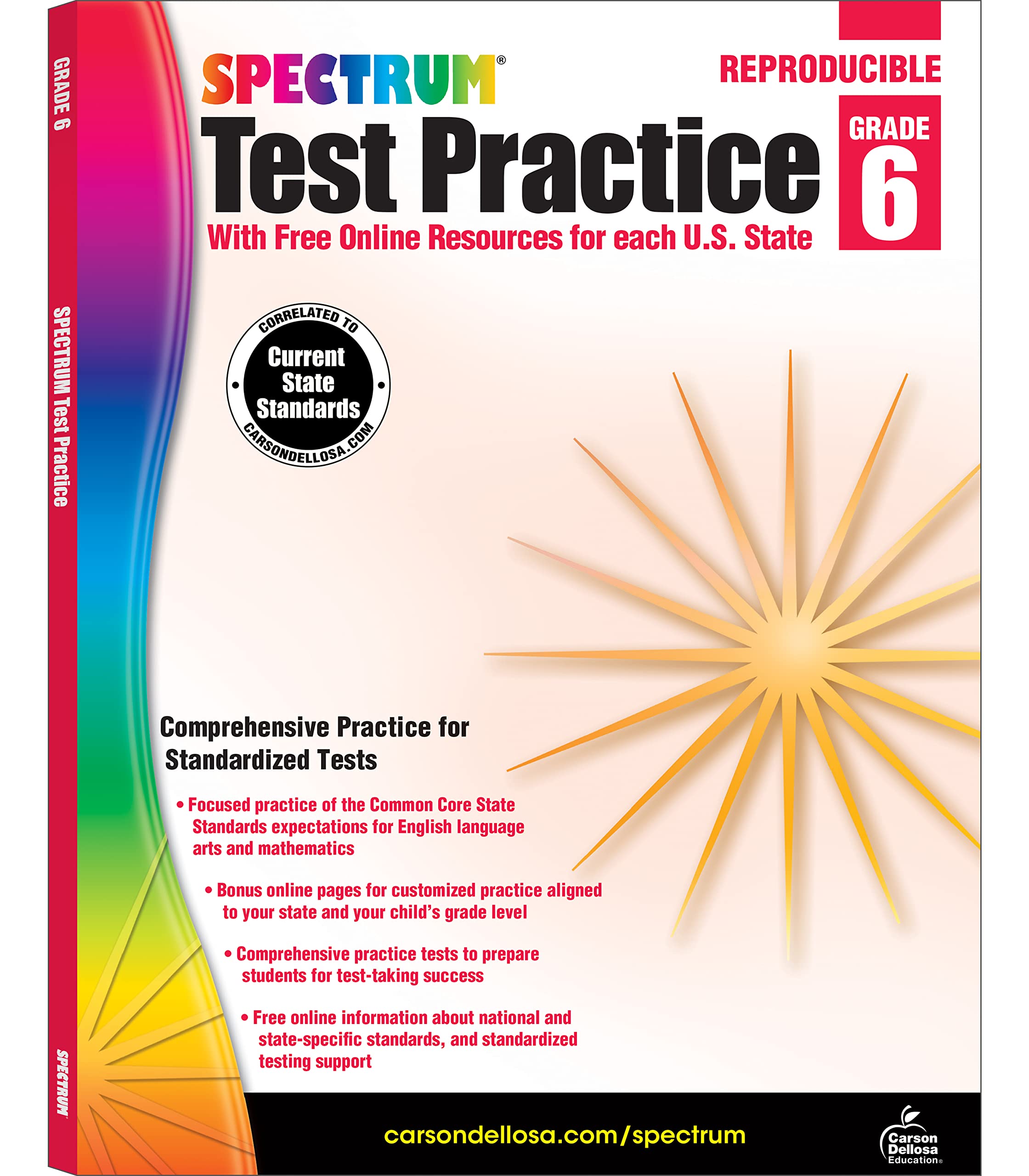 Spectrum Test Practice 6th Grade Workbooks All Subjects, Math, Language Arts, Reading Comprehension, Grammar, Spelling, Vocabula,New