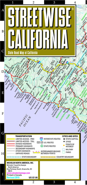Streetwise California Map: Laminated State Road Map of California,Used