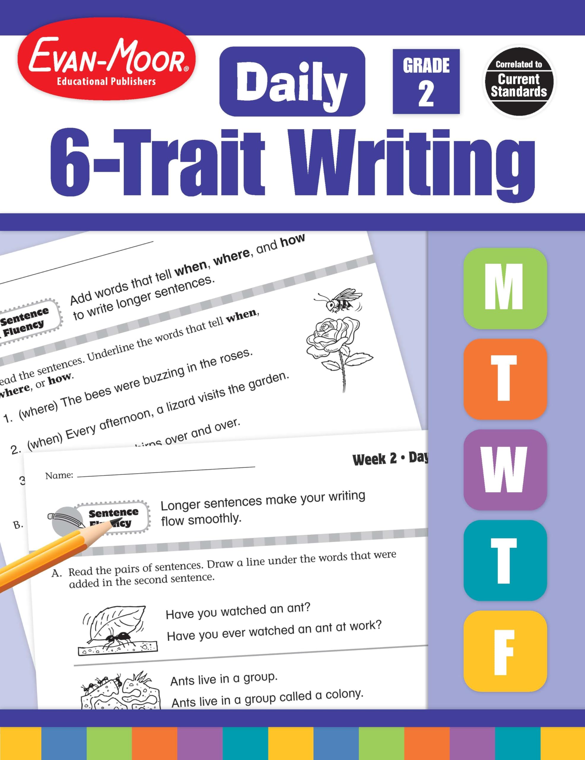 EvanMoor Daily 6Trait Writing, Grade 2, Homeschool and Classroom Resource Workbook, Reproducible Worksheets, Teaching Edition,,New