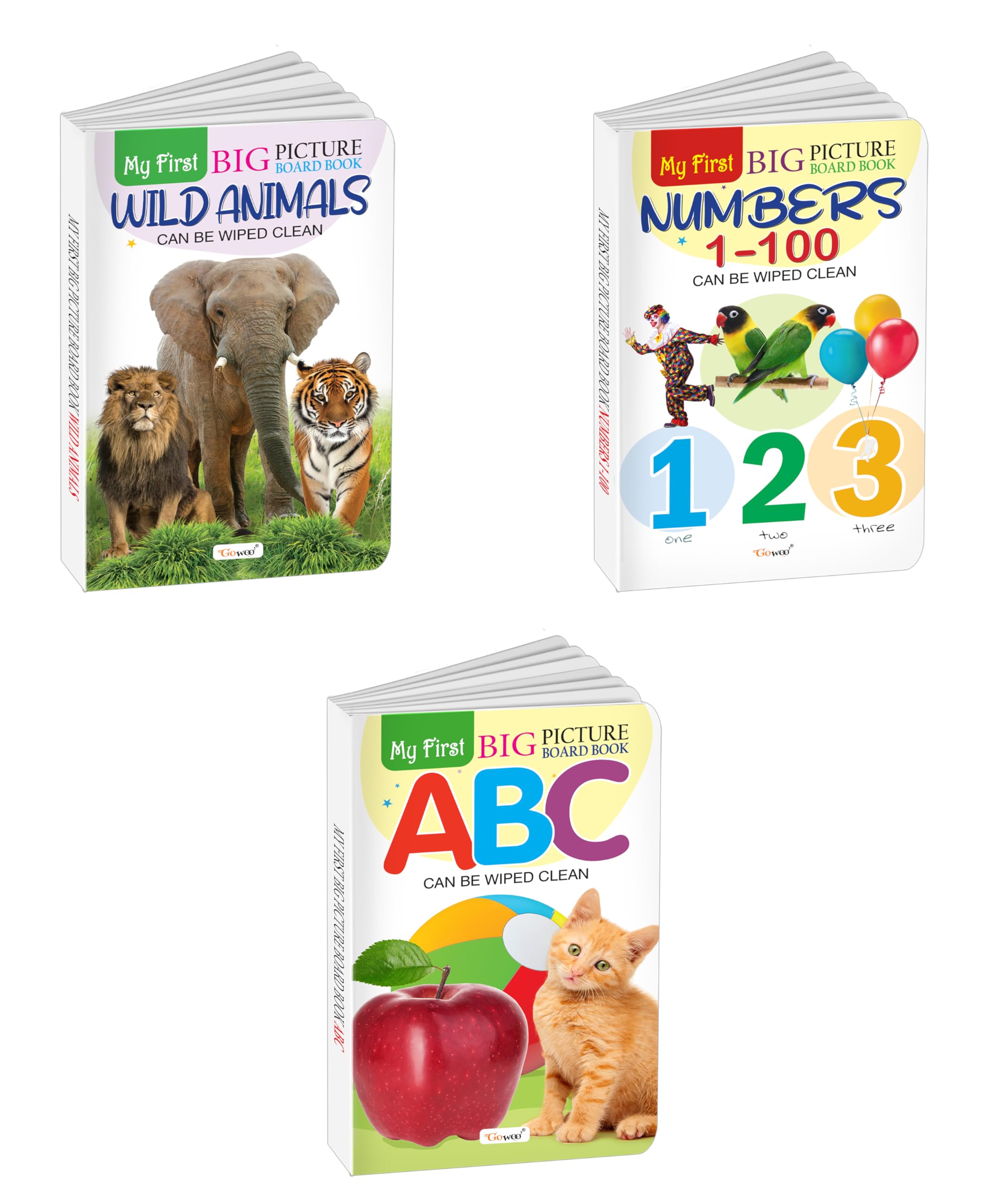 My First Big Picture Board Book Abc, Numbers 1-100 And Wild Animals : Fun Learning Books For Kids, Early Education Board Books, Toddler Picture Books | Set Of 3 Board Books