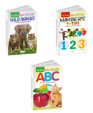 My First Big Picture Board Book Abc, Numbers 1-100 And Wild Animals : Fun Learning Books For Kids, Early Education Board Books, Toddler Picture Books | Set Of 3 Board Books