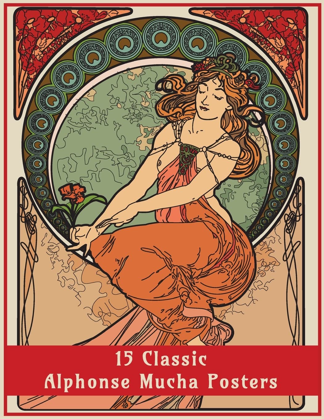 15 Classic Alphonse Mucha Posters: An Art Nouveau Coloring Book (Fantasy Art Colouring Books),Used