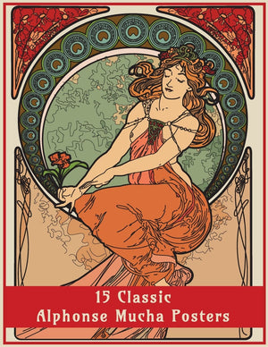 15 Classic Alphonse Mucha Posters: An Art Nouveau Coloring Book (Fantasy Art Colouring Books),Used