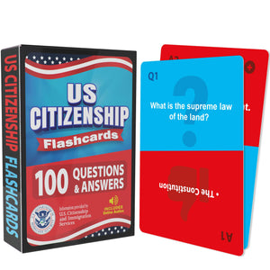 US Citizenship Flash Cards: Compact Naturalization Test Study Guide with 100 USCIS Questions & Answers, New Turn & Flip Method, ,Used