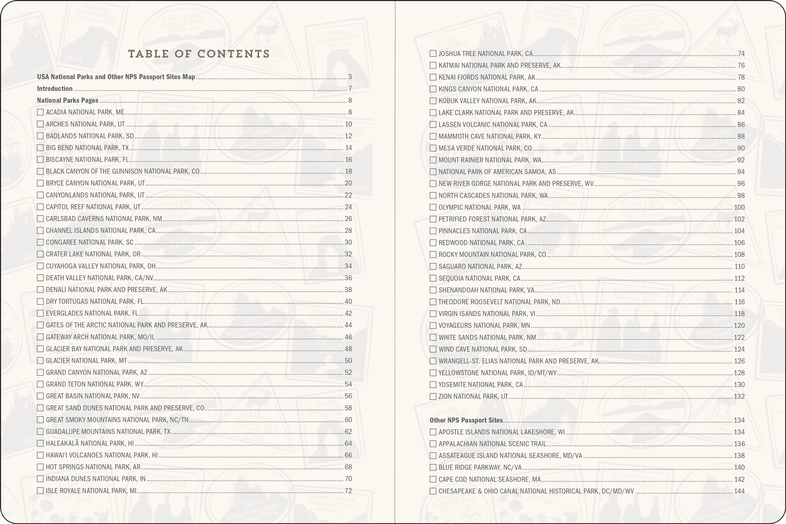 USA National Parks Journal & Passport Stamp Book (all 63 National Parks included),Used