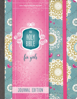 NIV, Holy Bible for Girls, Journal Edition, Hardcover, Teal/Gold, Elastic Closure,New