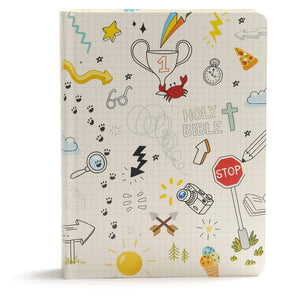 CSB Journal and Draw Bible for Kids, White, Black Letter, SingleColumn, Wide Margins, Journaling Space, Illustrations, Reading ,Used