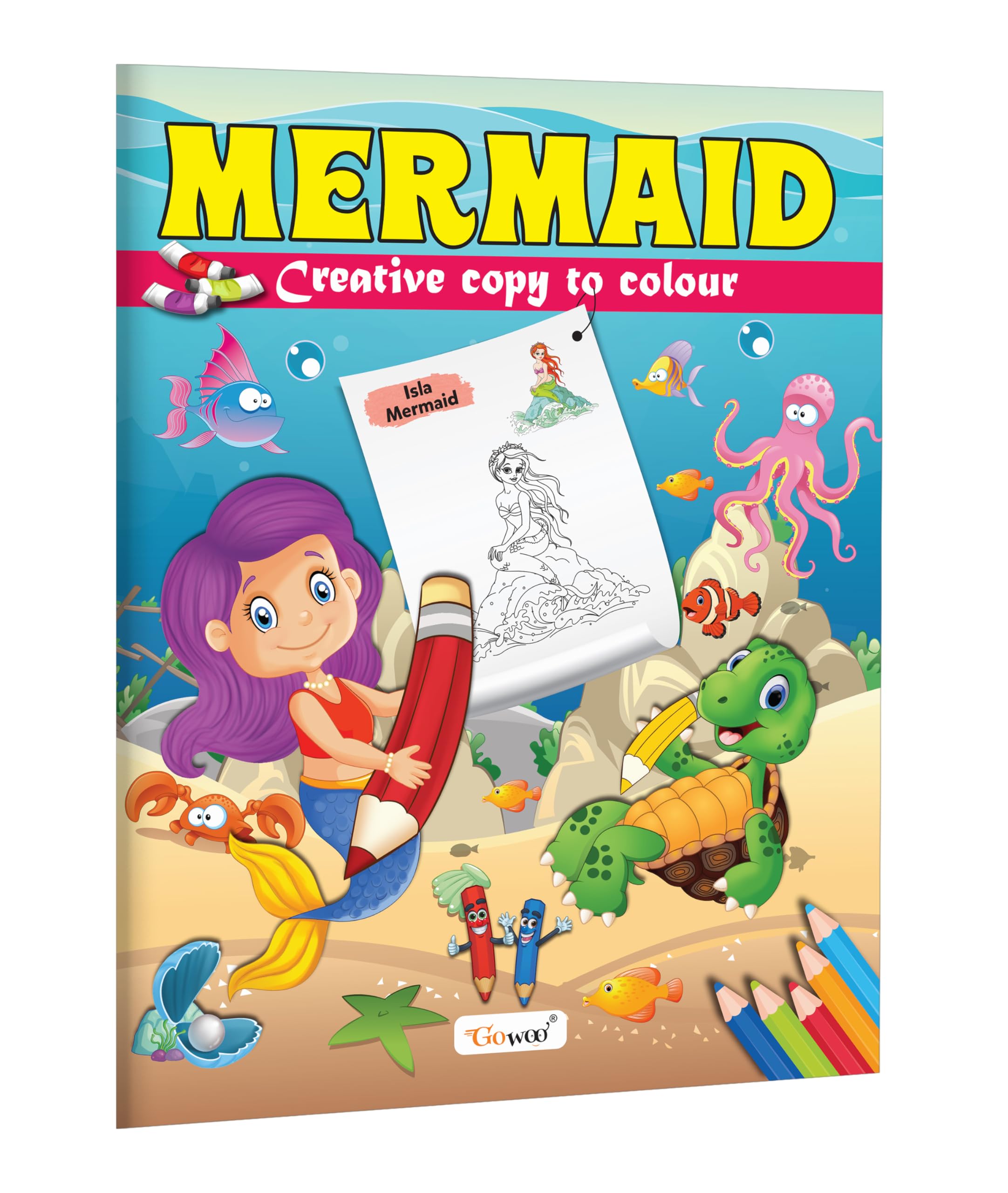 Mermaid-Creative Copy To Colour : Educational Activity Book For Toddlers, Learning Through Coloring For Kids, Fun Educational Coloring Book For Toddlers, First Words Coloring Book For Children