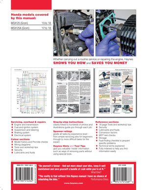 Honda MSX125 (Grom) (13  18) Haynes Repair Manual (Paperback),Used