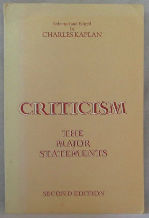 Criticism: The Major Statements,Used
