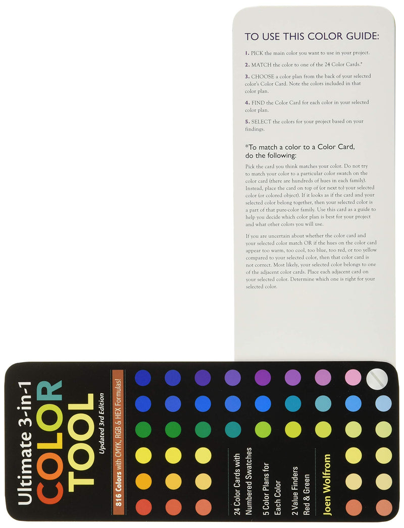 Ultimate 3in1 Color Tool:  24 Color Cards with Numbered Swatches  5 Color Plans for each Color  2 Value Finders Red & Gr,New