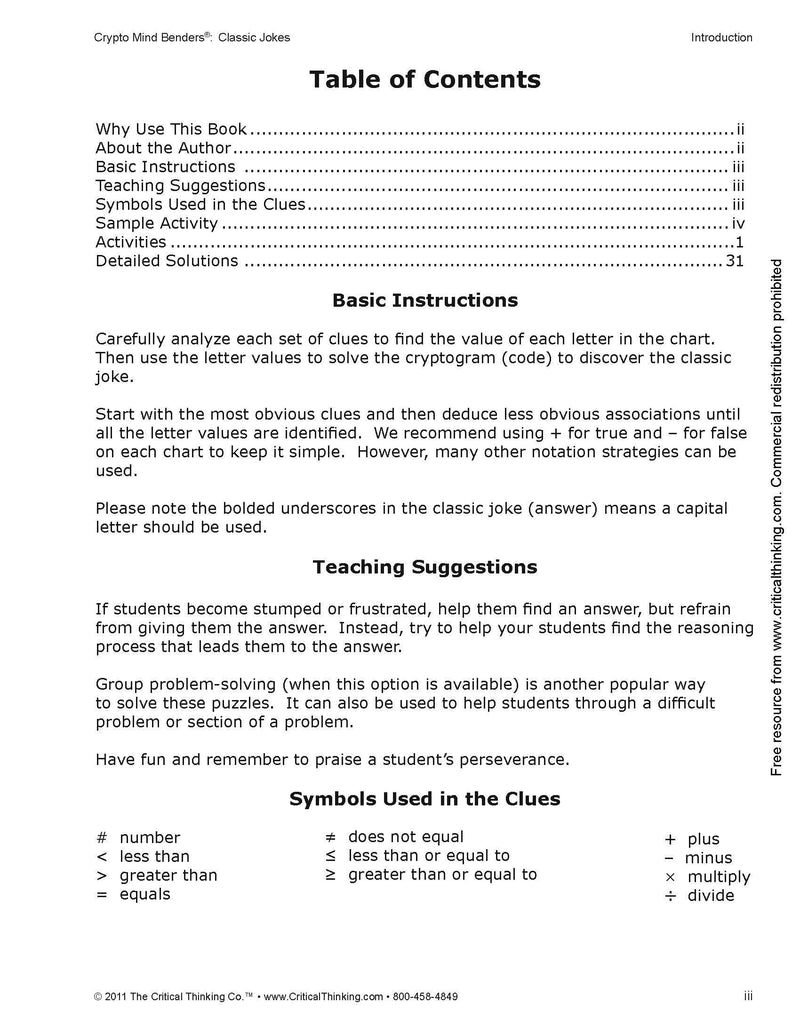 Crypto Mind Benders: Classic Jokes, Grades 312+,New