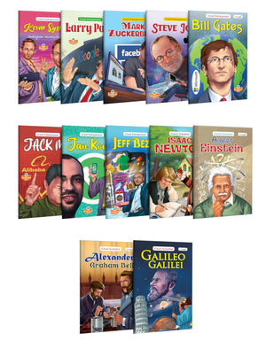 Children Learning Story Book (Set Of 12 Books) : Great Enterpreneurs And Scientists Books - Bill Gates, Steve Jobs, Mark Zuckerberg, Jeff Bezos, Albert Einstein, Alexander Graham Bell And More