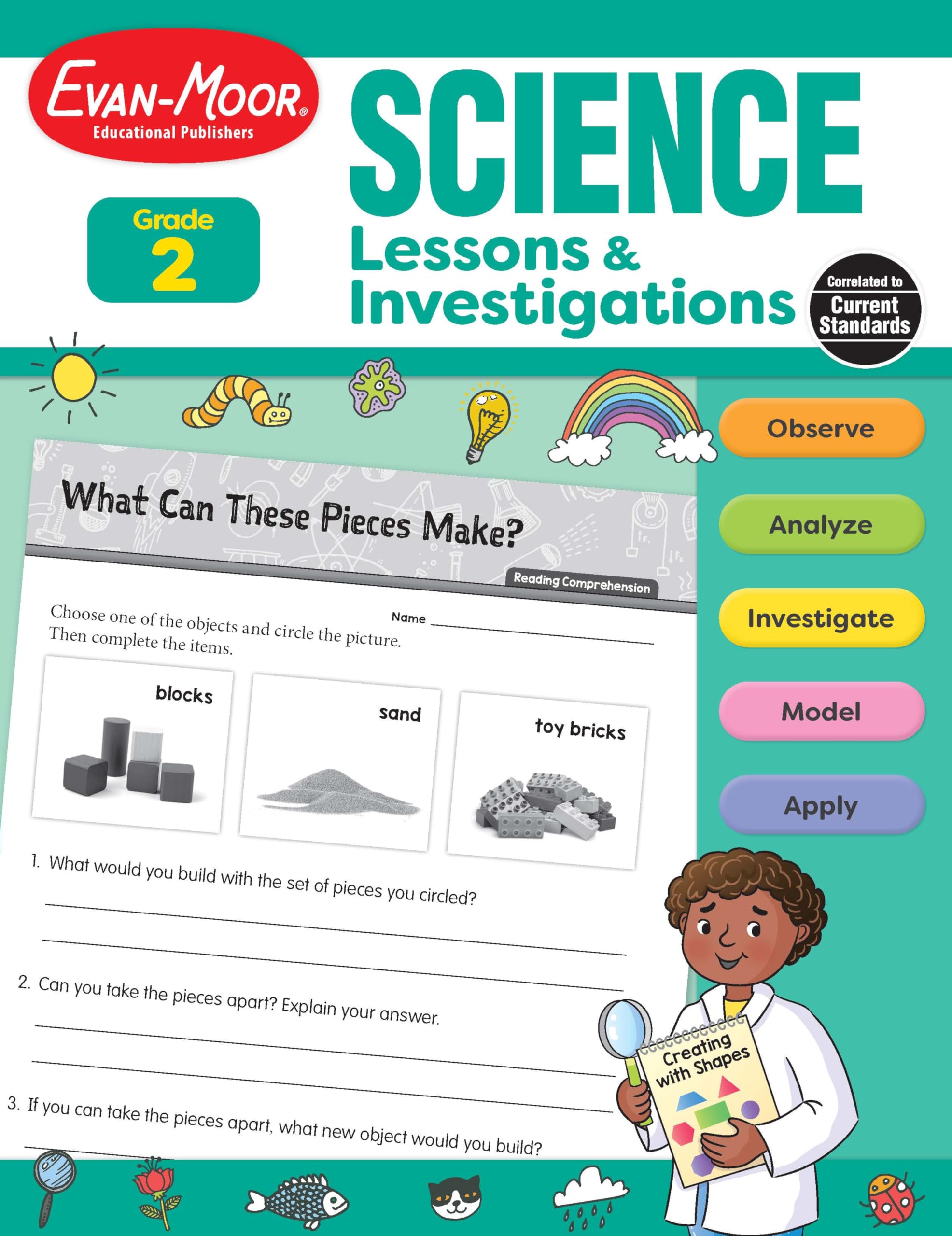 EvanMoor Science Lessons and Investigations, Grade 2, Homeschool and Classroom Teaching Resource Workbook, Reproducible Workshe,Used