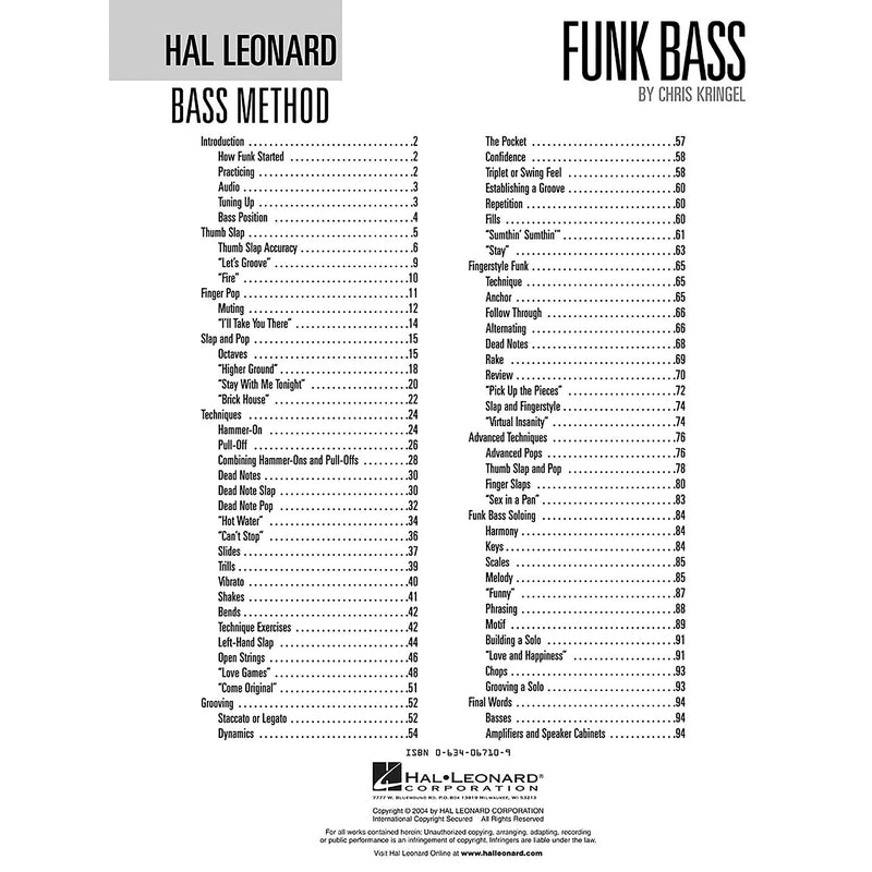 Funk Bass: A Guide To The Techniques And Philosophies Of Funk Bass (Bass Method),Used