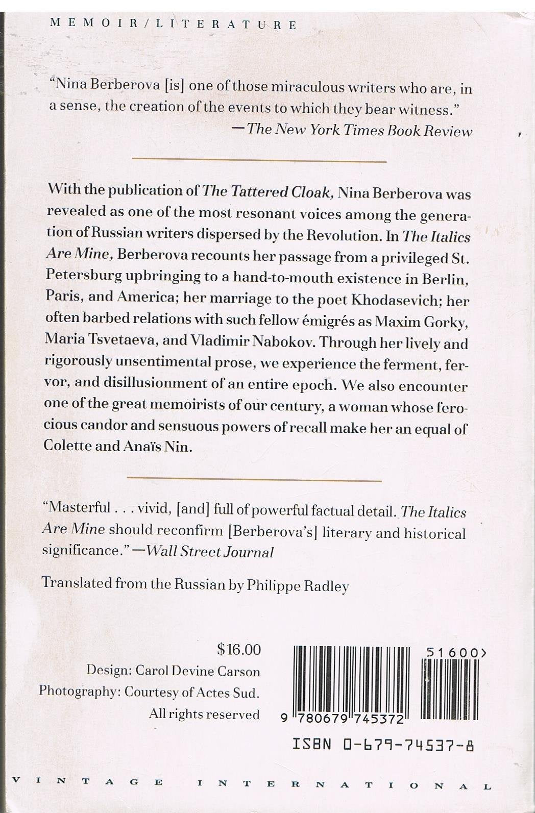 Italics are Mine,New