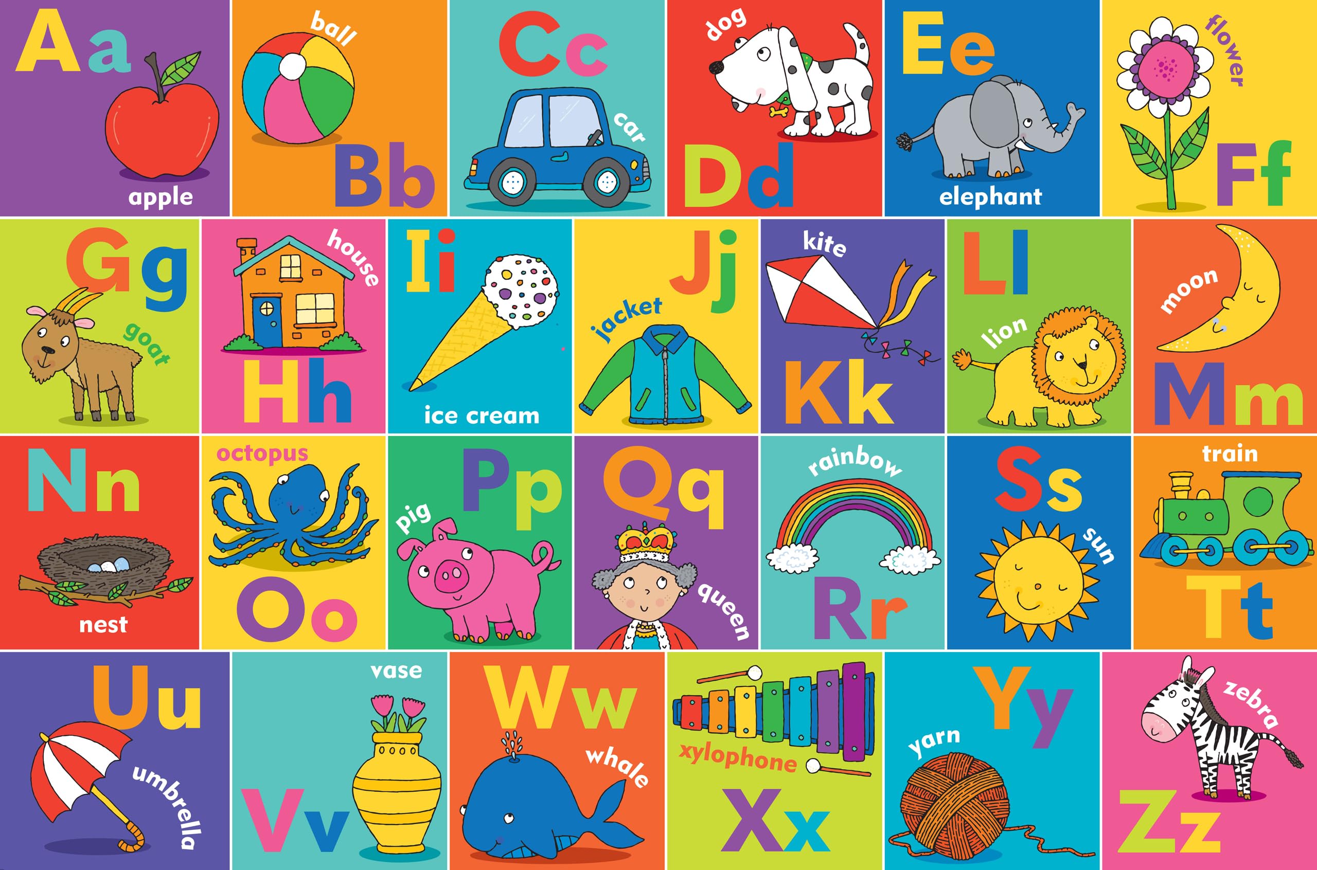 Peter Pauper Press The Alphabet Jumbo Floor Puzzle  Fun And Educational Puzzle With Upper And Lowercase Letters, First Words An