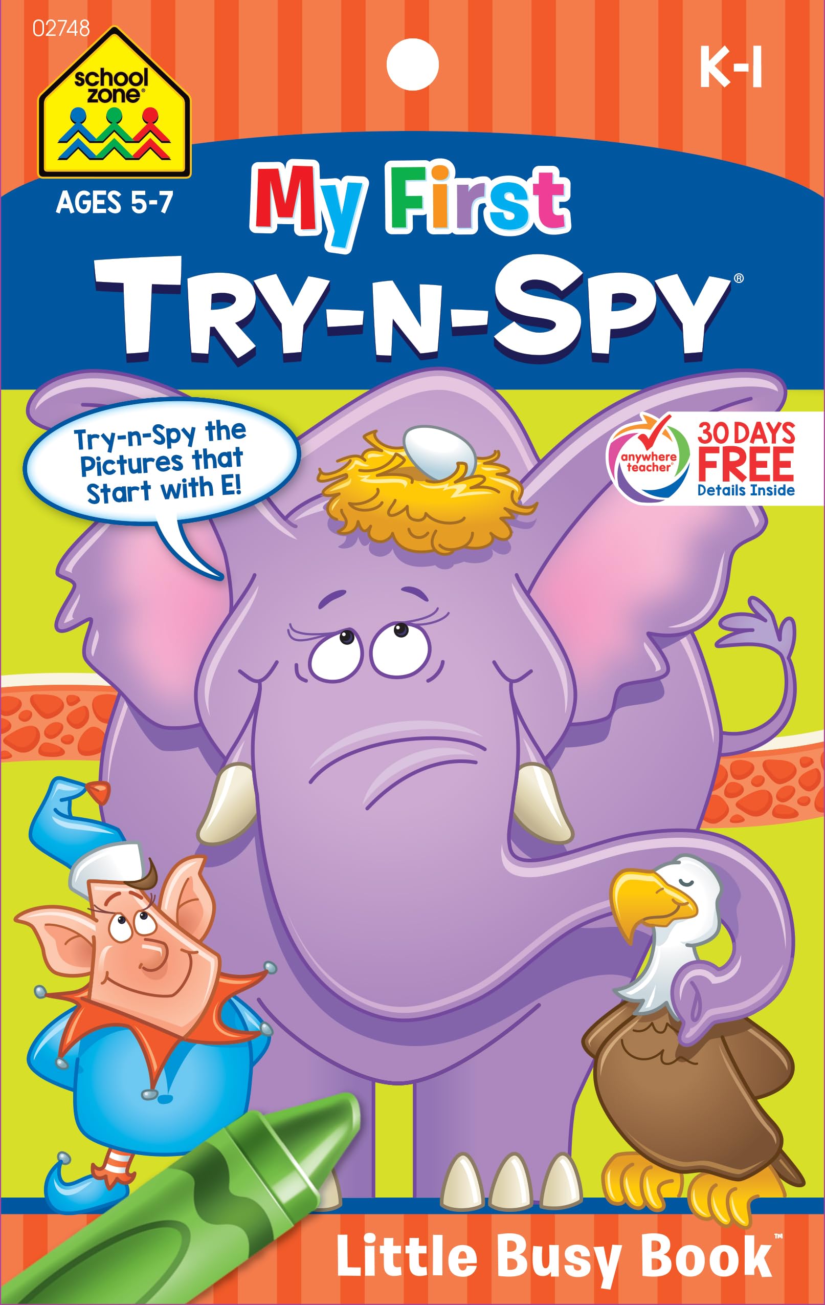 School Zone  My First TrynSpy Workbook  Ages 5 to 7, Kindergarten to 1st Grade, Activity Pad, Search & Find, Picture Puzzles,Used