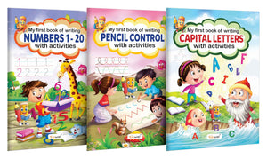 My First Book Of Writing Numbers 1-20, Pencil Control And Capital Letters With Activities : Educational Writing Book, Patterns Practice Book For Kids, Activity Book For Kids | Pack Of 3