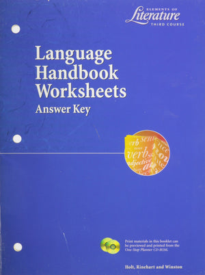 Elements Of Literature Language Handbook Worksheets (Answer Key)Third Course,Used