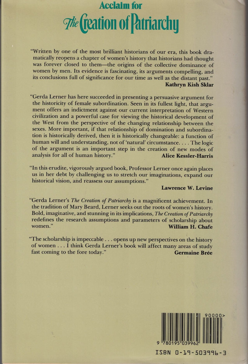 The Creation of Patriarchy (Women and History),New