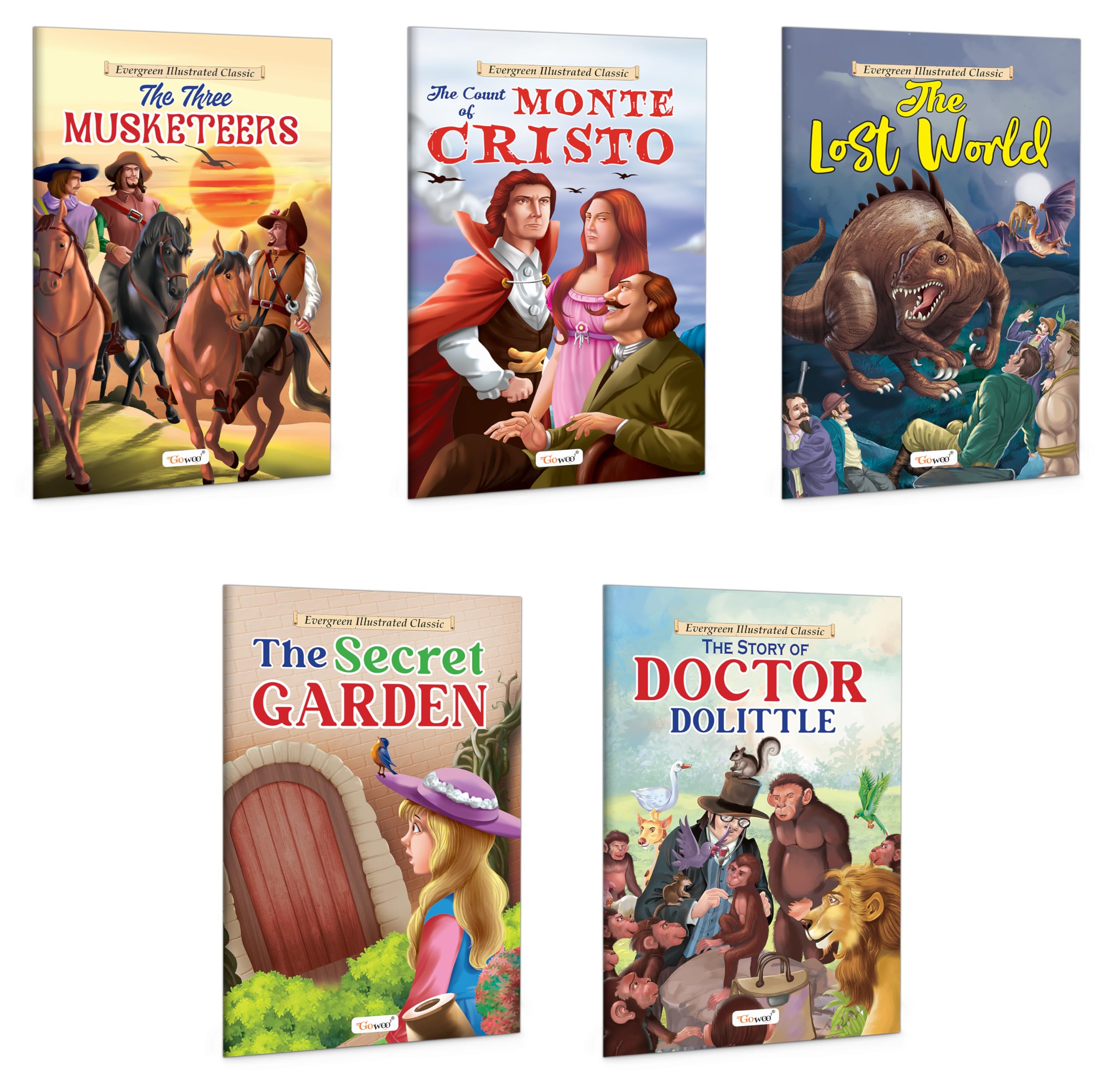 Classic Adventure Stories For Children : The Count Of Monte Cristo, The Lost World, The Secret Garden And More - Kids Educational Book, Story Books For Young Readers | Pack Of 5 Books