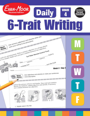 EvanMoor Daily 6Trait Writing, Grade 4, Homeschool and Classroom Resource Workbook, Reproducible Worksheets, Teaching Edition,,Used