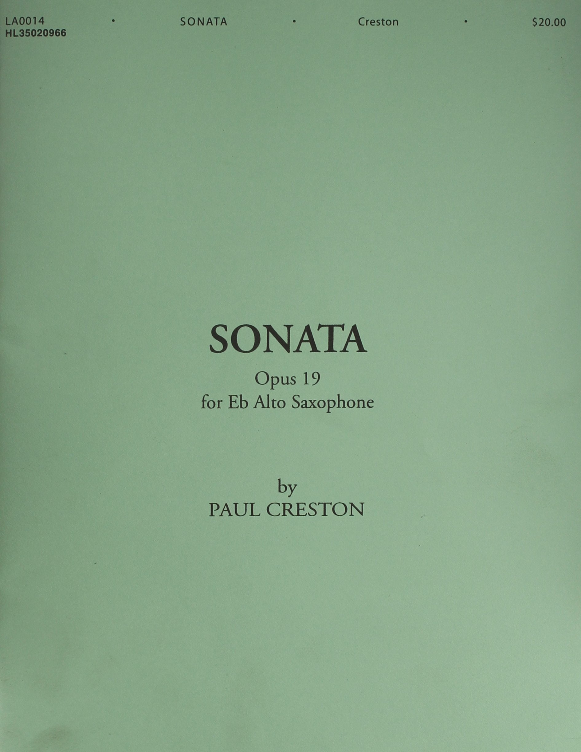 Sonata Op 19 For E Flat Alto Saxophone-used