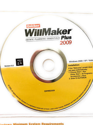 Quicken Willmaker Plus 2009 Edition: Estate Planning Essentials (Book with Software),Used