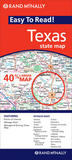 Rand McNally Easy to Read Texas State Map,Used