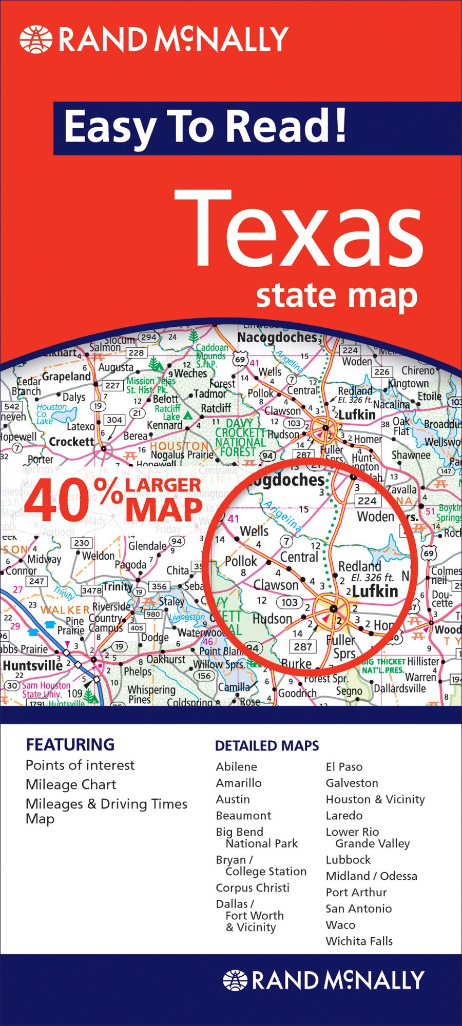 Rand McNally Easy to Read Texas State Map,Used