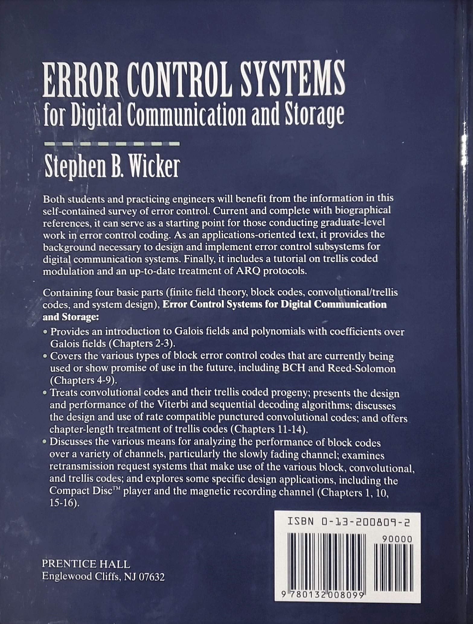 Error Control Systems For Digital Communication And Storage,New